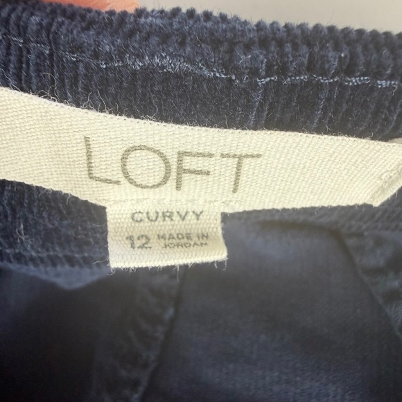 Loft The Palmer Wide Leg Corduroy Pants Navy Blue Curvy High Rise Womens 12 - Picture 3 of 11